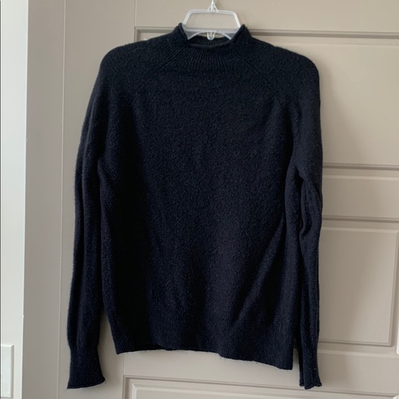 J CREW WOMENS BLACK MOCK NECK SWEATER SMALL MERINO WOOL BD613 - Picture 1 of 6